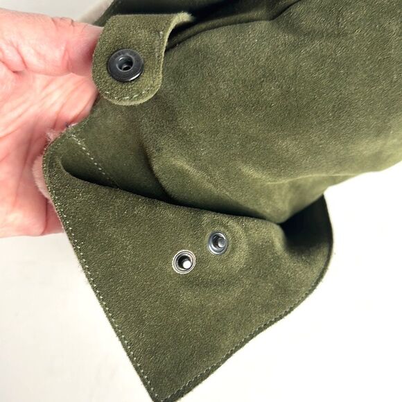 Skinnycalf Italy Olive Suede Shearling Over The Knee Wedge Boots US 8,5-9 - Picture 8 of 16